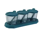 Seasoning Bottle Holder Moisture Proof Large Capacity Foundation Space Saving Transparent Spice Storage Box Spice Jar -Blue - Blue