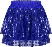 [Rswnyirn] Kids Girls Shimmer Sequins Tiered Latin Jazz Dance Skirt Elastic Waistband Ballet Tutu Skirts