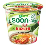 Instant Vegan Ramen Noodle Soup Mix Cup, 6 Pack, Microwaveable with Kimchi Flake