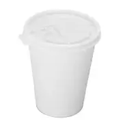 10oz Disposable White Paper Hot Cold Cups with White Flat Lids Coffee Tea Latte