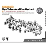 1/24 Pipe Valves And Fire Hydrant 8pcs Railroads Dioramas Diecast Vehicle Accs