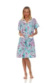 2013 Women Snap Front Duster Short Sleeve Female Nightgowns & Sleepshirts