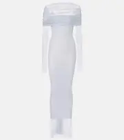 [Christopher Esber] Christopher Esber Veiled off-shoulder tulle maxi dress AU 8 blue