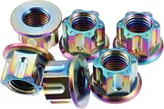 X AUTOHAUX 6pcs Titanium Alloy M12 Pitch 1.5mm Flange Bolt Nut for Bicycle Motorcycle Motor Bike Rear Wheel Axle Sprocket Modification Accessories Colorful