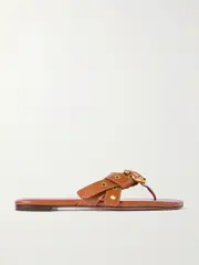 [Chloé] Chloé - Mae Buckle-embellished Leather Slides - Tan - IT39 IT 39 Brown