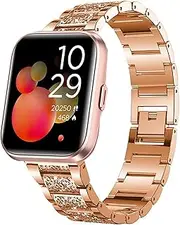 ID208 Plus Smart Watch Bands, Lamshaw Women Jewelry Bling Diamond Metal Dressy Strap Adjustable Replacement Strap Accessories Sports Band Compatible for Quican ID208 Plus 1.8 Inches, aeac ID208 Plus,