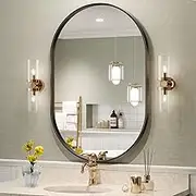 Brightify Black Oval Mirror for Bathroom Vanity 20x30 Inch, Matte Black Bathroom Mirrors for Wall Metal Frame, Wall Mounted Mirror for Bedroom Living Room Wall Decorative Hang Vertical and Horizontal