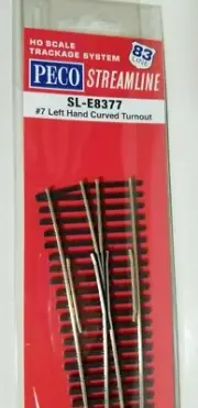 Left Hand #7 turnout curved switch Code 83 Nickel Silver PECO Streamlin SL-E8377