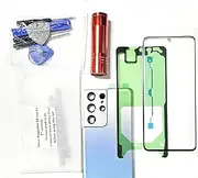 Screen Repair Kit Compatible with Samsung Galaxy S21 / S21 Plus / S21 Ultra - Front Outer Glass Lens + Rear Back Door Housing with Camera Frame Lens Cover Replacement (S21 Ultra Phantom Silver)