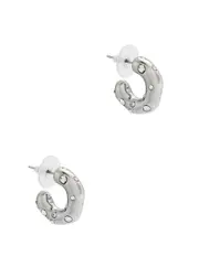 Kenneth Jay Lane Free Form Crystal-embellished Hoop Earrings - Silver ONE SIZE