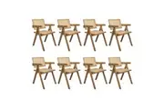 Set of 8 Levede Wicker Dining Chair Rattan Weave Rubberwood Natural