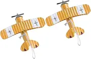 2pcs Aircraft Model Small Airplane Model Retro Airplane Model Desktop Decoration Ornament Models Yellow