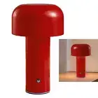 (Red)Mushroom Table Lamp Three Colors LED Light Beads Stepless Dimming Mushroom