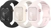 Shalila 3 Pack Soft Silicone Bands with Bumper Case Compatible with Apple Watch Band 38mm 40mm 41mm 42mm 44mm 45mm, Sport Strap Wristbands with Protective Cover for iWatch Series 9/8/SE/7/6/5/4/3/2/1