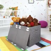 Large Toy Box Chest Storage Organizer with Lid, Linen Grey