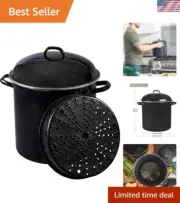 15 Qt Heavy Gauge Seafood, Tamale, Steamer Pot with Lid and Trivet. Speckled ...