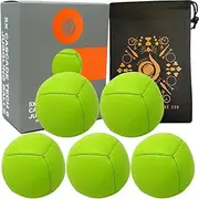 5 x Pro 110g Cascade Tech 6 Juggling Balls - Six Panel Thud Juggling Balls & Bag - Set of 3 Juggling Balls (Green)