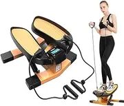 Exercise Stepper, Mute Mini Stair Stepper Trainer with Resistance Bands and LED Monitor, for Home,Office and Gym