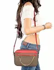 MICHAEL KORS JET SET ITEM EAST WEST CHAIN CROSSBODY PVC LEATHER BAG MK BROWN RED