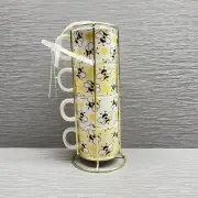 Coco+Lola Stackable Multicolor Queen Bee Expresso Cup Set (4) W/ Metal Stand