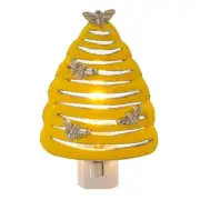 Ganz Yellow Bee Skep Honeycomb Zinc Metal Plug in Night Light 5 Inch