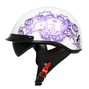 Retro Helemt Half Face Motorcylce Hat FRP Prince Helmet Bright white purple rose L