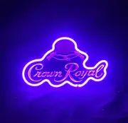 Crown Whiskey Wall Shop Artwork Neon Signs Wall Window Glass Lamp 14"