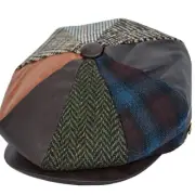 Men's Classic 8 Panel Wool Blend Newsboy Snap Brim Collection Hat (US, Alpha,...