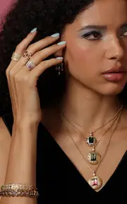 [Future Fortune] 18k Yellow Gold Mirror Ring with Pink Sapphires