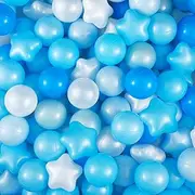 500 Pcs Play Ball Crush Proof Play Plastic Balls for Indoor Outdoor Playhouse Play Tent Crawling Tunnel Birthday Party Decorations, 2.17 Inches, Round and Star