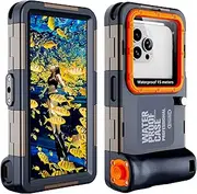 ShellBox Waterproof Mobile Phone Case Underwater Waterproof 15 m Mobile Phone Case Waterproof Swimming Bathing Only for iPhone 16e 16 Pro 16 Pro Max 15 Pro 15 Pro Max 14 Plus 14 Pro Max