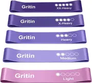 Purple Resistance Bands, [Set of 5] Skin-Friendly Resistance Fitness Exercise Loop