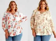 Autograph Top Plus Size 26 Tunic Shirt Blouse Peasant 3/4 Sleeve Viscose RP$80