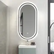 Oval LED Strips HD Mirror 90x45cm Black Frosted Dimmable Defogger Touch Sensor