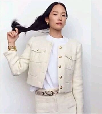New J. Crew size 22 cream Tweed lady jacket