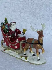 ciel collectables Santa On Sleigh With Reindeer Trinket Box Enamel Swarovski