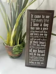 Dog Memorial Sympathy Wood Sign Brown Stain - It Came to Me