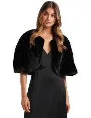 [Forever New] Clarissa Faux Fur Capelet in Black