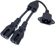 We Top IEC320 Y Splitter Cable C14 to 2 Way C13 Kettle Lead Splitter C14 Chassis Panel Mount Power Cable for Monitors, Computers, TV, PC