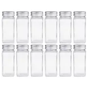 12x Appetito Square Glass Spice Jar w/Metal Lid 115ml Home Kitchen Food Storage