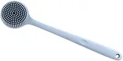 Healvian Body Exfoliator Scrub Shower Brush with Long Handle Silicone Back Scrubber Bath Brush for Body Cleaning
