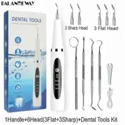 Ultrasonic Dental Tartar Scaler Plaque Stain Remover Rechargeable Teeth Stone Calculus Cleaner Whitening Household With Led Scaler6Head Tools