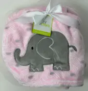 NWT Baby Starters Pink Grey White Polka Dot Dotted Heart Elephant Plush Blanket