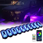 For Toyota Tacoma Tundra 10 Pods RGB LED Rock Light Underglow Lamp Bluetooth APP