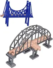 Train Scene Plaything Wooden Suspension Bridge Platform Toy Train Bridge Model for Boys and Girls