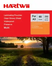 A3 Heat Laminating Pouches Clear Film 303x426mm 250 Micron 125x2 Micron Hartwii