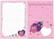 Letter Paper Set A5 Letter Pad with Envelopes Kids Owl for Girls (A5 Pad with 25 Sheets + 15 Envelopes)
