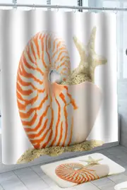 Sea Snail Shell and Starfish Shower Curtain