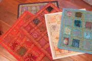 Ethnic India Handmade Boho hippie Square Cushion Cover zari patchwork new set 5
