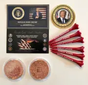 Trump Golf Ball Marker Coin & Tee Set... Bit Coin - Solid Copper + 1 Decal